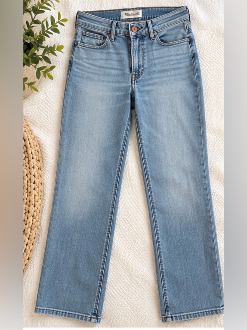 Madewell Light Blue High-Rise Straight Leg Jeans